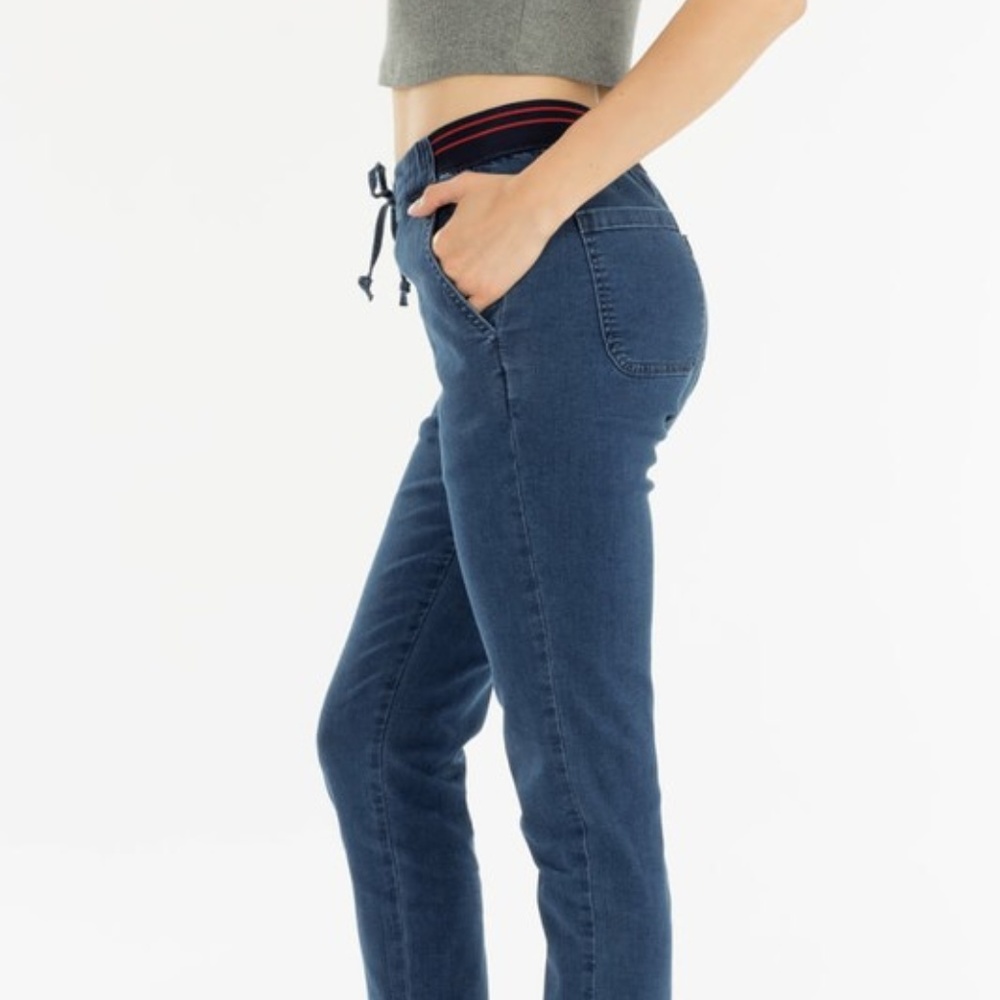NEW- WAIST BAND NAVY PANTS